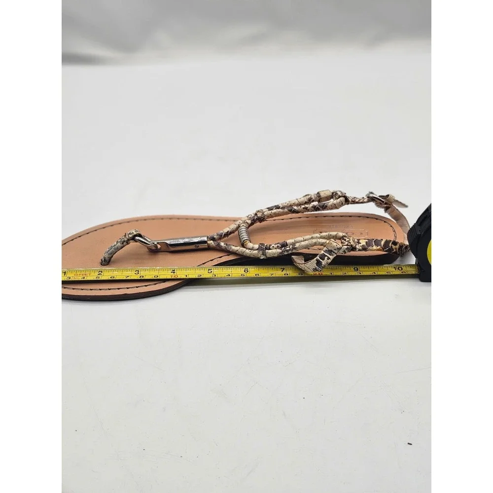 Coach Thong Sandals Women's 10 Snakeskin Print Flat T-Strap Logo